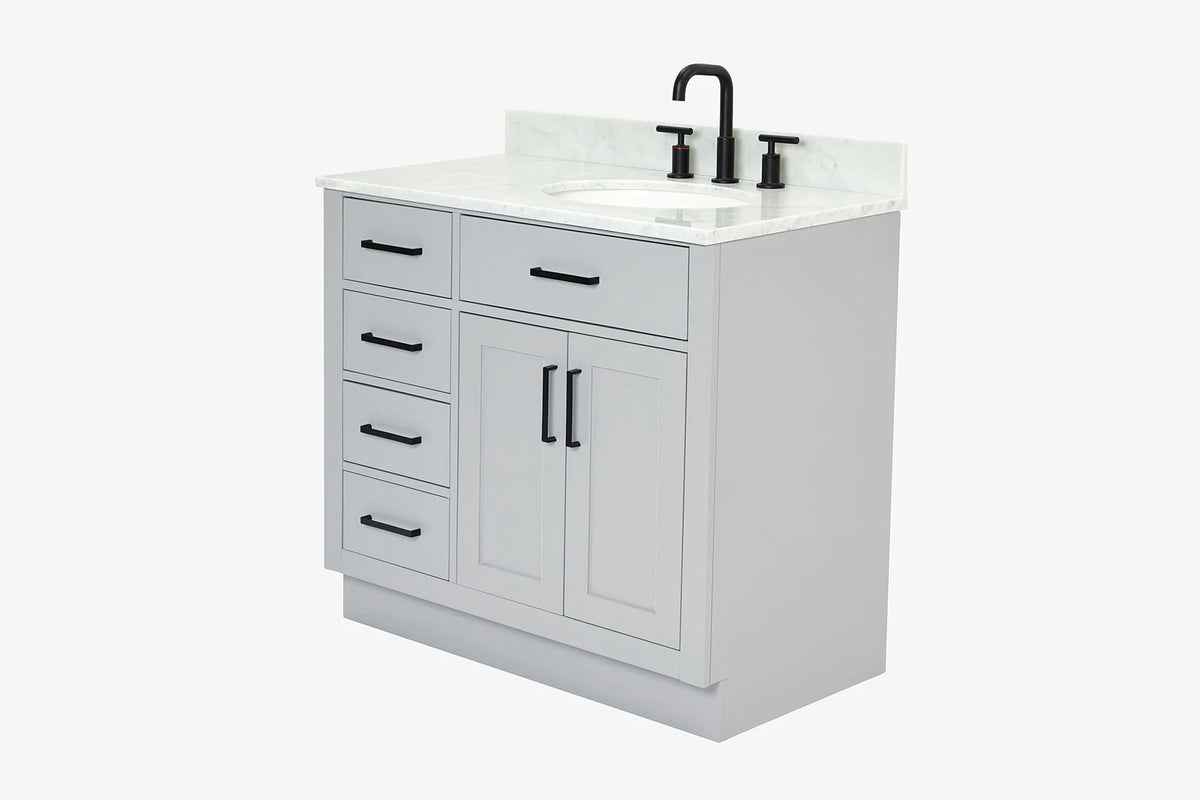 Ariel hepburn 36-37 in. right offset oval sink vanity with 0.75-1.5 in. with countertop