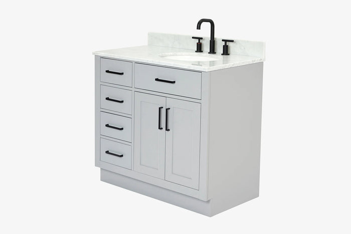 Ariel hepburn 36-37 in. right offset oval sink vanity with 0.75-1.5 in. with countertop