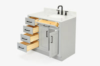 Ariel hepburn 36-37 in. right offset oval sink vanity with 0.75-1.5 in. with countertop