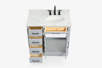 Ariel hepburn 36-37 in. right offset oval sink vanity with 0.75-1.5 in. with countertop