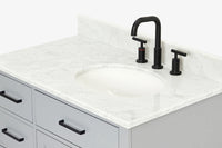 Ariel hepburn 36-37 in. right offset oval sink vanity with 0.75-1.5 in. with countertop