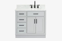 Ariel hepburn 36-37 in. right offset oval sink vanity with 0.75-1.5 in. with countertop