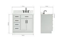 Ariel hepburn 36-37 in. right offset oval sink vanity with 0.75-1.5 in. with countertop