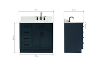 Ariel hepburn 36-37 in. right offset oval sink vanity with 0.75-1.5 in. with countertop