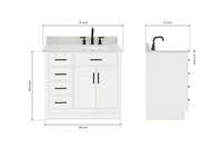 Ariel hepburn 36-37 in. right offset oval sink vanity with 0.75-1.5 in. with countertop