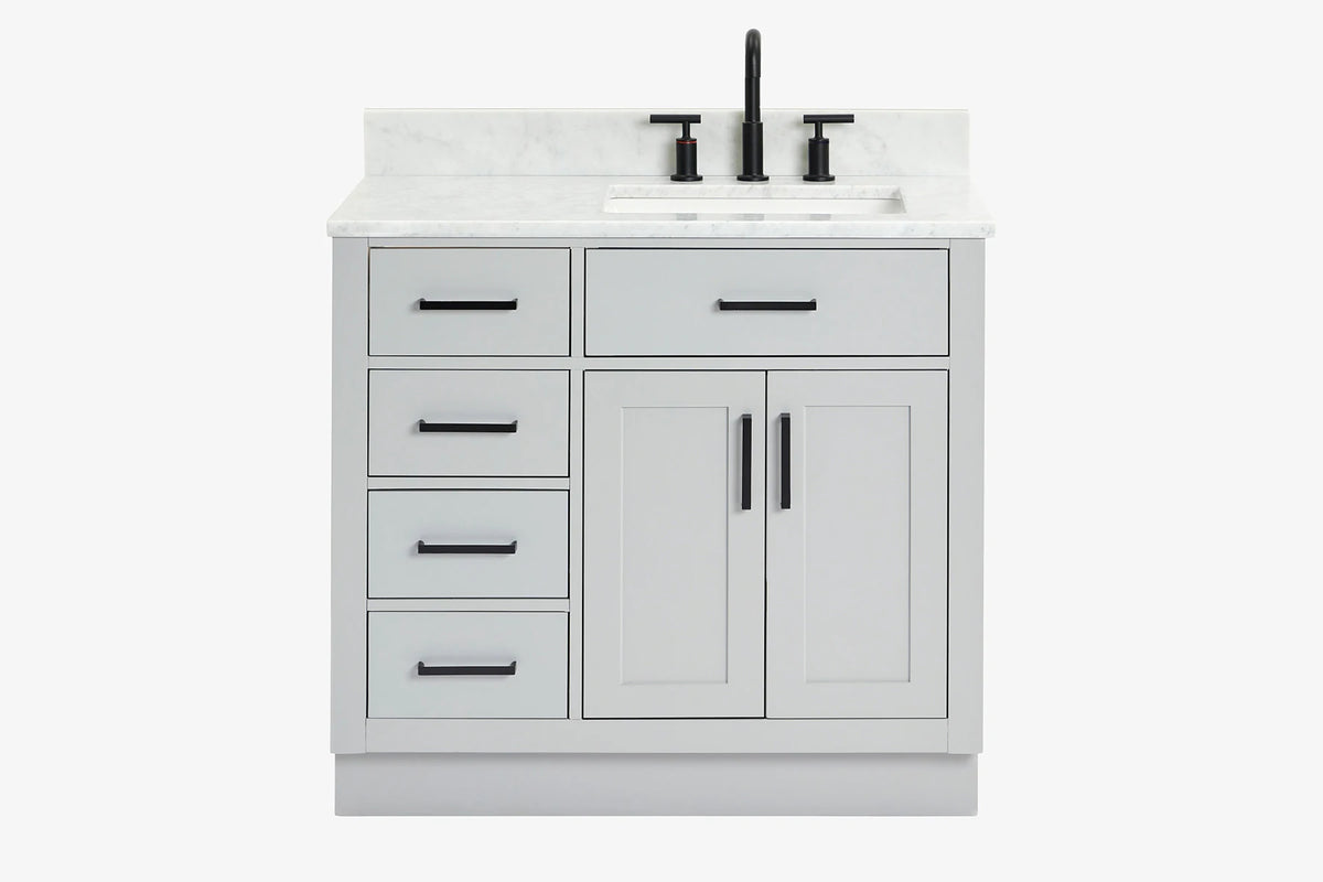 Ariel hepburn 36-37 in. right offset rectangle sink vanity with 0.75-1.5 in. with countertop