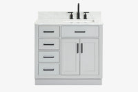 Ariel hepburn 36-37 in. right offset rectangle sink vanity with 0.75-1.5 in. with countertop