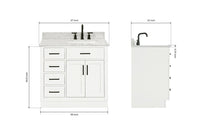 Ariel hepburn 36-37 in. right offset rectangle sink vanity with 0.75-1.5 in. with countertop