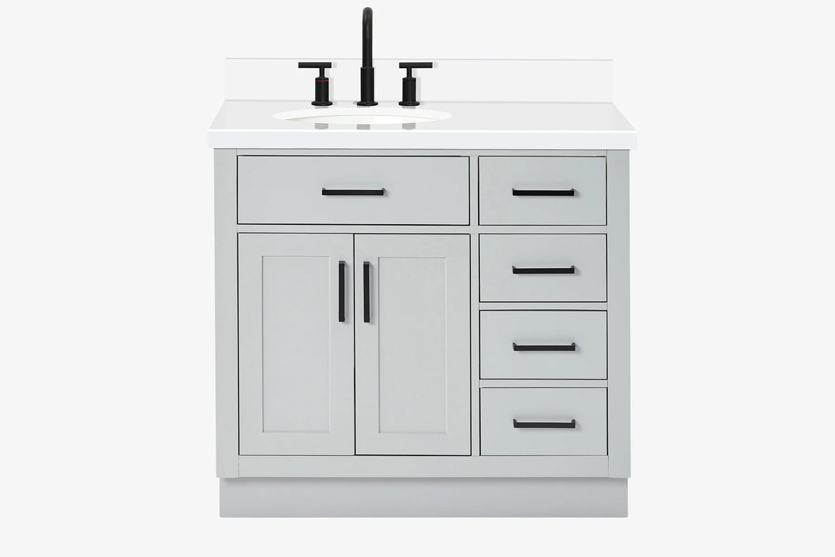 Ariel hepburn 36-37 in. left offset oval sink vanity with 1.5-0.75 in. with countertop