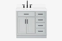 Ariel hepburn 36-37 in. left offset oval sink vanity with 1.5-0.75 in. with countertop