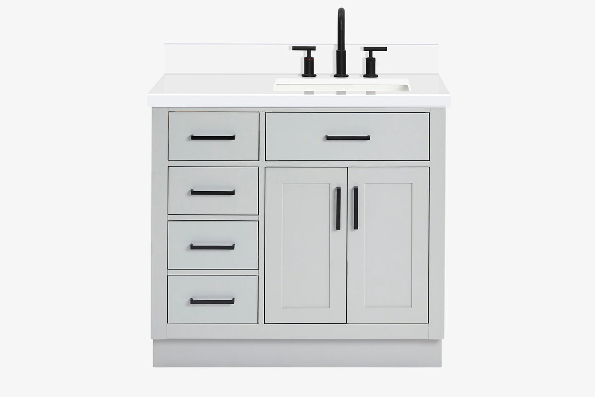 Ariel hepburn 36-37 in. right offset rectangle sink vanity with 0.75-1.5 in. with countertop