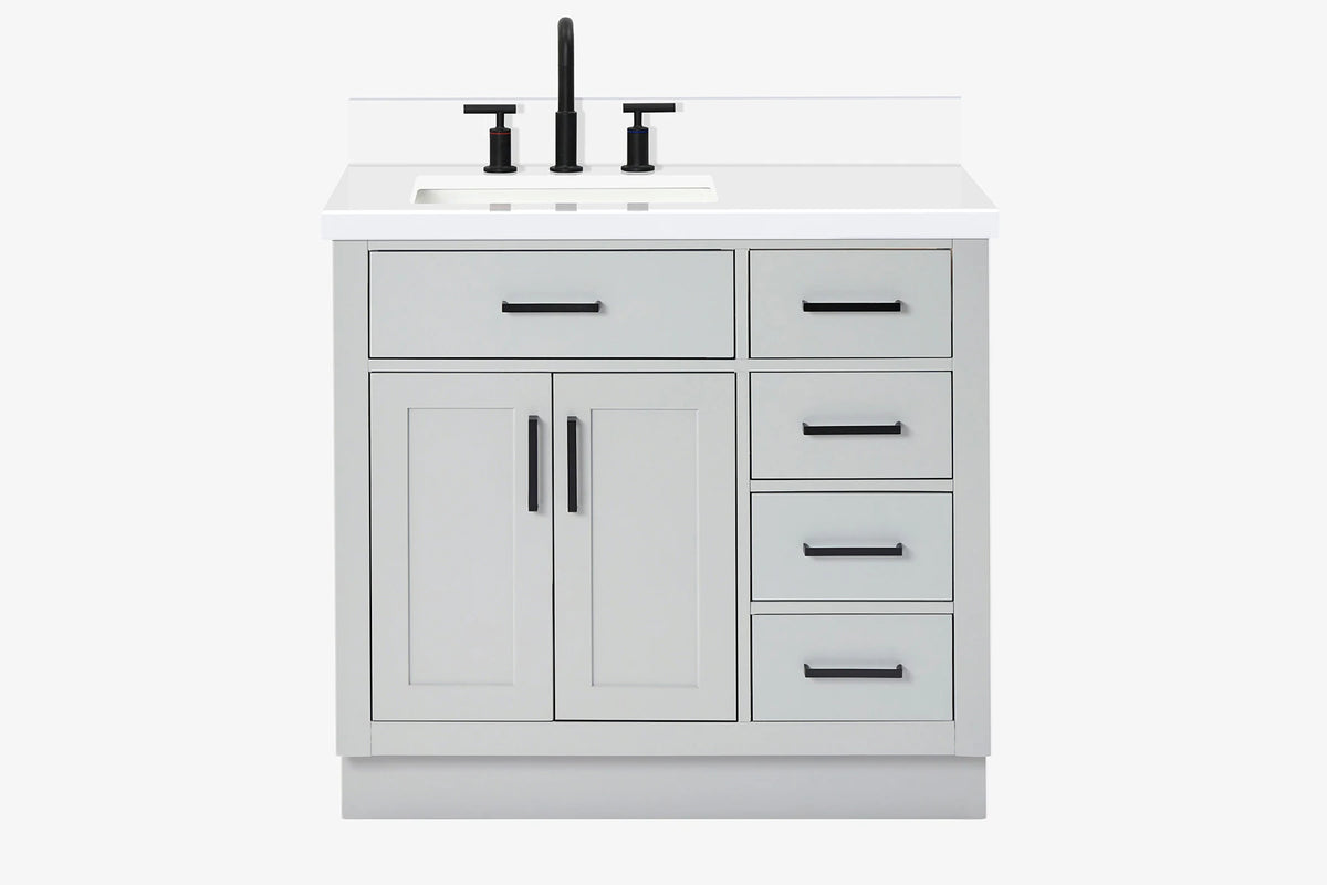 Ariel hepburn 36-37 in. left offset rectangle sink vanity with 0.75-1.5in. with countertop