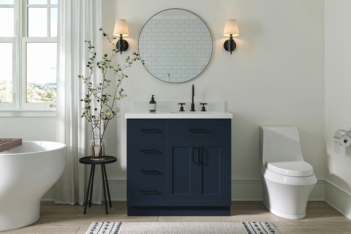 Ariel hepburn 36-37 in. right offset rectangle sink vanity with 0.75-1.5 in. with countertop