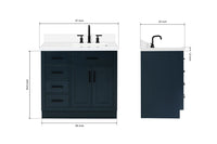 Ariel hepburn 36-37 in. right offset rectangle sink vanity with 0.75-1.5 in. with countertop