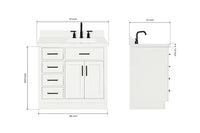 Ariel hepburn 36-37 in. right offset rectangle sink vanity with 0.75-1.5 in. with countertop