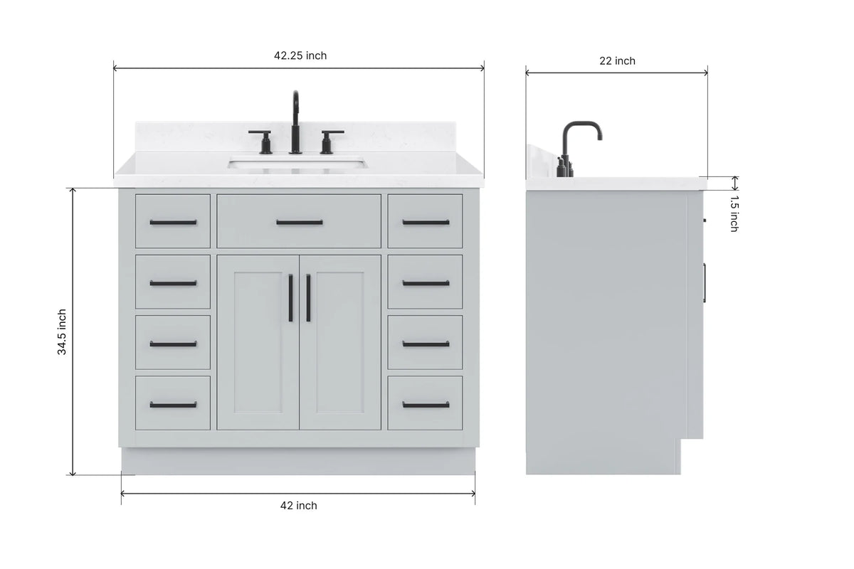 Ariel hepburn 42-43 in. rectangle sink bathroom vanity with countertop 0.75-1.5 edge