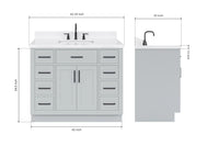 Ariel hepburn 42-43 in. rectangle sink bathroom vanity with countertop 0.75-1.5 edge