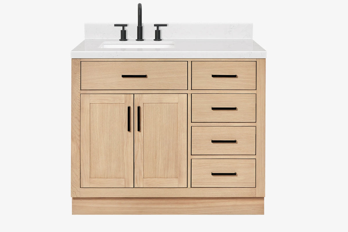Ariel hepburn 42-43 in. left offset rectangle sink vanity with 0.75-1.5 inch with countertop