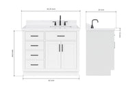 Ariel hepburn 42-43 in. right offset rectangle sink bathroom vanity with countertop 0.75-1.5 in edge