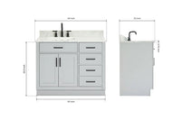 Ariel hepburn 42-43 in. left offset rectangle sink vanity with 0.75-1.5 inch with countertop