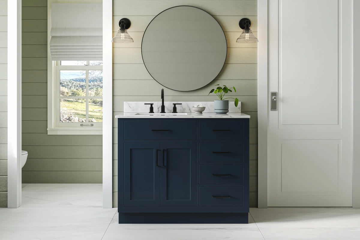 Ariel hepburn 42-43 in. left offset rectangle sink vanity with 0.75-1.5 inch with countertop