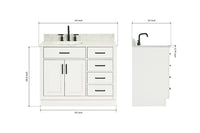 Ariel hepburn 42-43 in. left offset rectangle sink vanity with 0.75-1.5 inch with countertop