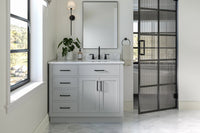 Ariel hepburn 43 in. right offset rectangle sink vanity with 0.75 in. carrara white countertop in white