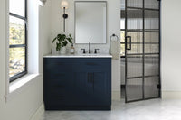 Ariel hepburn 43 in. right offset rectangle sink vanity with 0.75 in. carrara white countertop in white