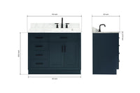 Ariel hepburn 43 in. right offset rectangle sink vanity with 0.75 in. carrara white countertop in white