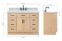 Ariel hepburn 48-49 in. rectangle sink bathroom vanity with  countertop 0.75-1.5 edge