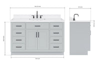 Ariel hepburn 54-55 in. rectangle sink bathroom vanity with countertop 0.75-1.5in. edge