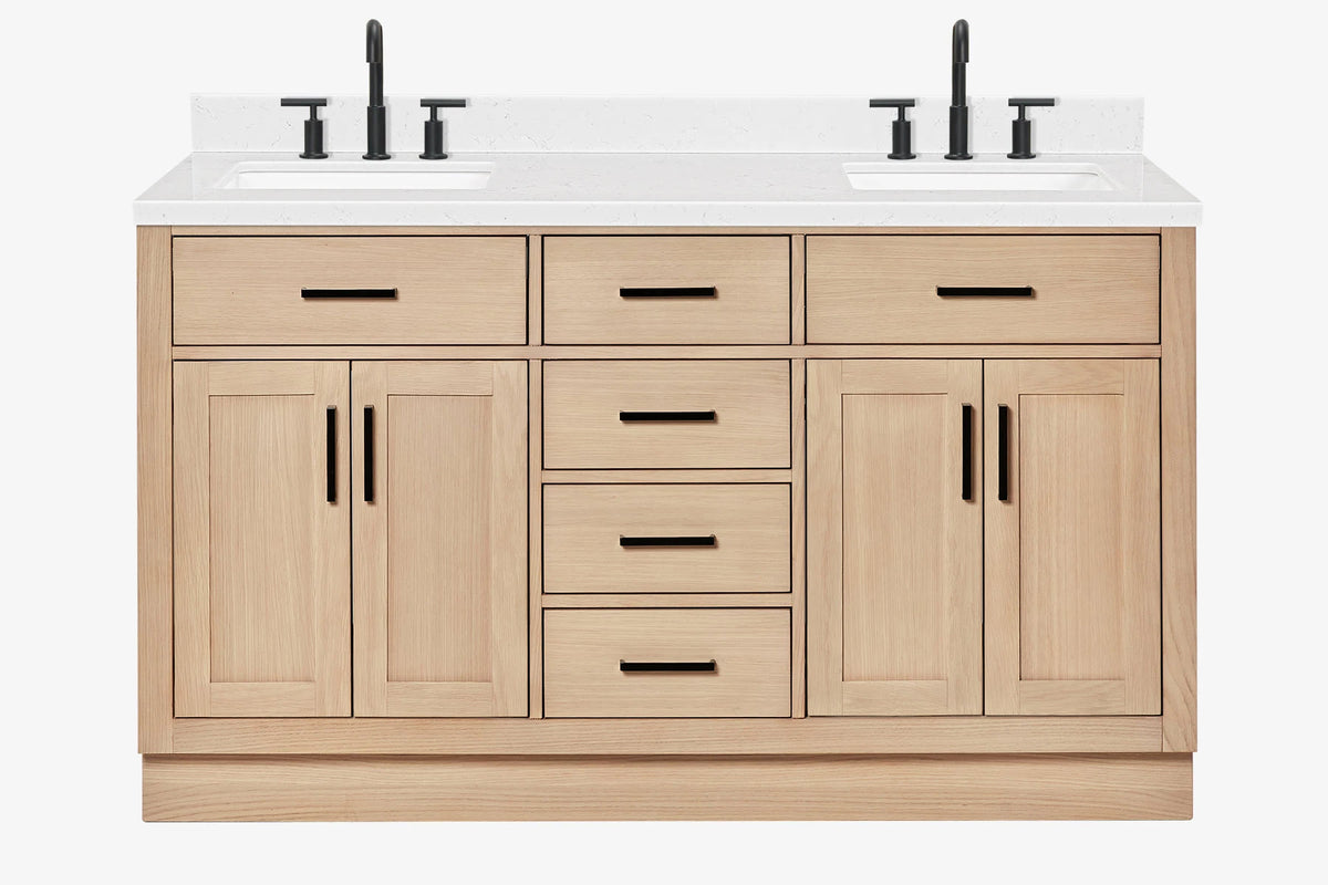 Ariel hepburn 61-62 in. double rectangle sink vanity with 0.75-1.5 in. countertop