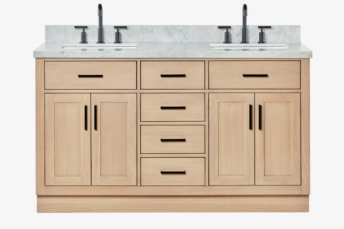 Ariel hepburn 61-62 in. double rectangle sink vanity with 0.75-1.5 in. countertop