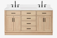 Ariel hepburn 66-67 inch double rectangle sink bathroom vanity with countertop 0.75-1.5 edge