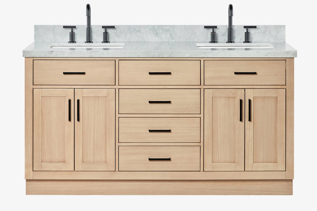 Ariel hepburn 66-67 inch double rectangle sink bathroom vanity with countertop 0.75-1.5 edge