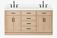 Ariel hepburn 66-67 inch double rectangle sink bathroom vanity with countertop 0.75-1.5 edge