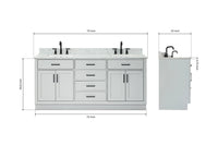 Ariel hepburn  71-73 in. double rectangle sink vanity with 0.75-1.5 in countertop