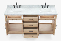 Ariel hepburn  71-73 in. double rectangle sink vanity with 0.75-1.5 in countertop