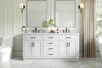 Ariel hepburn 73 in. double rectangle sink vanity with white quartz countertop in white