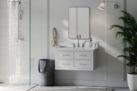Ariel hutton 36 in.rectangle sink floating wall vanity with white quartz countertop in white