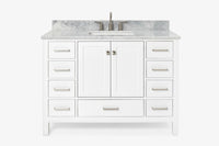 Ariel cambridge( 48"& 49") single rectangle sink  Bathroom vanity with carrara  marble (0.75 in, 1.5 in, 2 in) countertop